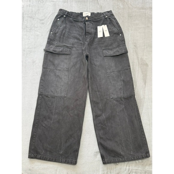 Ami Relaxed Cargo Jeans Mens 36x31 Black Button Fly Wide-Leg Baggy $545 New NWT